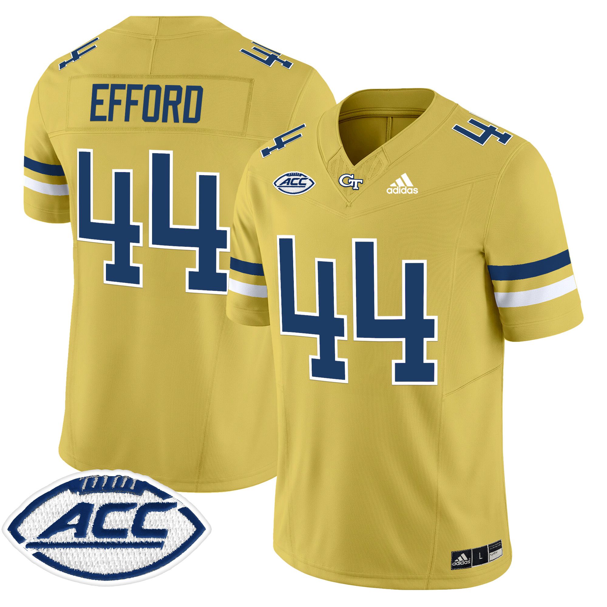 Men Georgia Tech #44 Efford Yellow Asidas 2024 Vapor Limited NCAA Jersey style 1